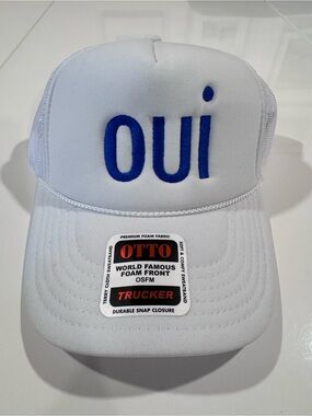 OTTO White Cap with Royal Blue Embroidered 'OUI'